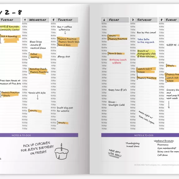 Paperback week writing inside planner