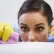 Woman Cleaning Looking Frantic